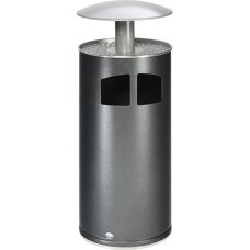 VAR Stahlabfallbehälter mit Aschenbecher - 75L - Silber