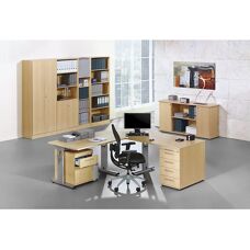 Kaiserkraft FINO - Verstelbaar C-bureau - Lichtgrijs