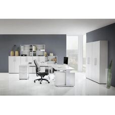 Eurokraft pro NICOLA - Büroschrank mit 4 Regalen - Weiß