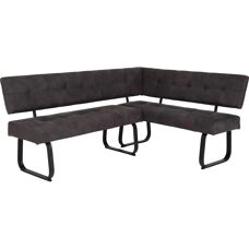 HELA L-förmige Polsterbank - Microfaser - 202x92x46 cm - Schwarz