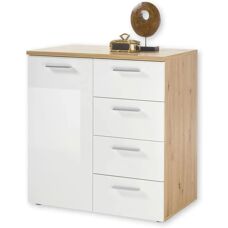 HBZ Pablo Sideboard - 80x84x50 cm, weiß, artisan eiche