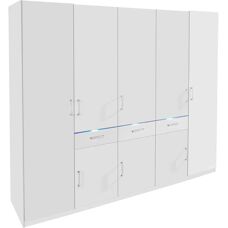 Priess Weißer Hochglanz Kleiderschrank - 230x55x193 cm