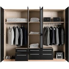 PRIESS Barcelona Kleiderschrank - Mit Spiegel & Beleuchtung