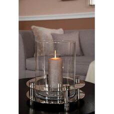 FINK RICARDO Windlicht - Silber, 9cm, Glas & Metall