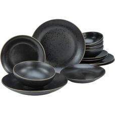 CREATABLE Industrieel Servies - Zwart met Goudrand