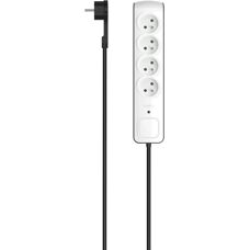 Hama P2223761 Przedłużacz zasilania - 4 gniazda - Wewnątrz - Czarny i Biały