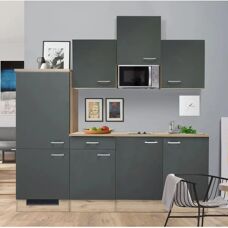 Flex-Well Morena Küchenzeile - Modern 210cm Graue Schränke