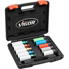 Vigor V6312/10 Set de chei de impact pentru roți - Profil hexagonal 1/2 inch