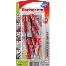 Fischer væganker og studs - Ø 10 x 50 mm - Nylon - 8 stk