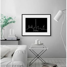QUEENCE - Dubai Skyline - Schwarz - 50x40 cm - Wandbild
