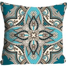 QUEENCE Bluemento Dekokissen - 40x40 cm - Blau Ornament