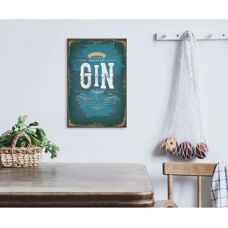 QUEENCE Gin - 20x30 cm - blau - Hochformat - Metallwandkunst