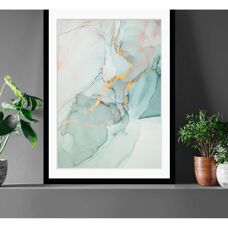 QUEENCE Inga Wandbild - Abstrakt Hochformat - Blau