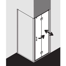 Porte Pliée Kermi Liga - Argent Brillant - 5mm ESG - Niche ou Mur latéral - Publicité