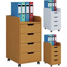 Contenedor de oficina VCM Konal Maxi marrón con 4 cajones