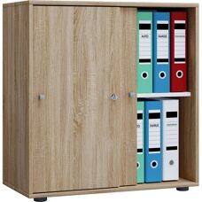 VCM Büroschrank mit Schiebetüren - Eiche