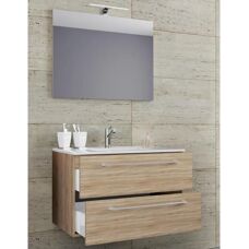Conjunto de baño Sonoma-eiche con lavabo y espejo de VCM