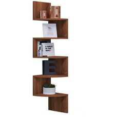 VCM Walnut Wall Shelf - 123x20x20cm - Books & Collectibles