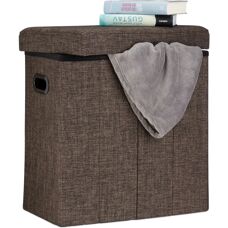 Relaxdays Pouf Pieghevole con Contenitore Marrone - Pouf