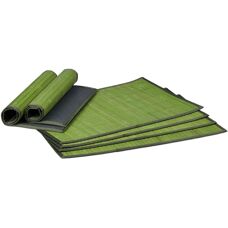 Relaxdays 6-pack rektangulära bambu underlägg - grönt