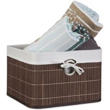 Relaxdays Bamboo Storage Basket - Small, Foldable, Natural Decor