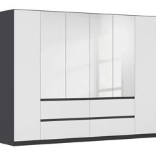RAUCH Mainz Kleiderschrank - Modernes griffloses Design, verstellbare Regale, 6 Türen