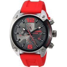 Diesel Overflow Herrenuhr - Chronograph, Edelstahl, Rot