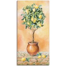ARTLAND Zitronenbaum I Wandbild - Pflanzen, Beige, 75x150cm