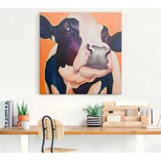 ARTLAND - Kuh Rosa - Orange - 30x30 cm - Wandbild
