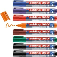 Edding Whiteboard Marker Set - 8 pcs, 1.5-3mm Bullet Tip, Assorted Colors