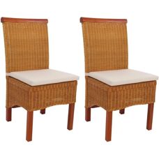 Sillas de comedor de ratán de mimbre HHG M42 - Pack de 2