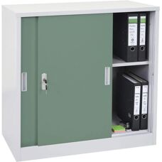 Armoire de bureau en acier MENDLER - Vert et Gris - 90x90x45cm - Publicité