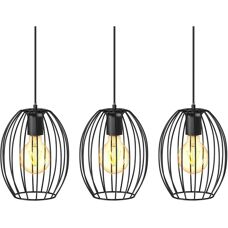 B.K.LICHT Vintage Pendant Lamp - 3 E27 Bulb - Black Metal