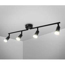 B.K.Licht Black LED Ceiling Light 60x10cm 4-Flame GU10 12W