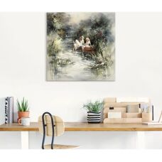 ARTLAND Frühlingsschein - Leinwand, Beige - Wandbild