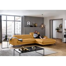 W.SCHILLIG Piedroo Gelbes Ecksofa - L-Form, Leder