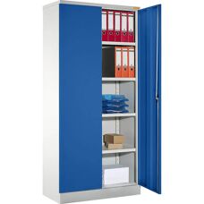 Armario universal Eurokraft - 4 estantes, puertas azules