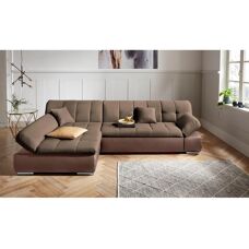 Domo Collection Mona L-Form Sofa - Braun Kunstleder