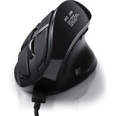 CSL - Vertikalmaus OLED - Schwarz - Kabelgebunden - Maus