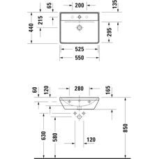 Duravit D-Neo Waschbecken - 550x440mm, 1 Hahnloch, Weiß
