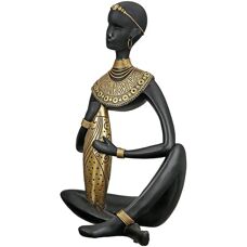 GILDE Amari Afrikanische Figur - Schwarz & Gold Skulptur - 32,5cm