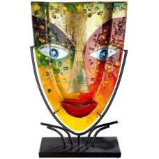 Gilde Face Vase - Bunte Kunstglas Dekoration - 29x47x10cm