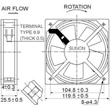 Sunon DP201AT2122HST Axiallüfter - 120x120x25mm - 230V/AC