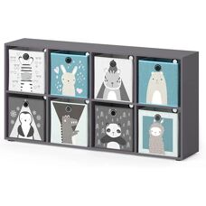 Vicco - Estantería infantil con 8 cajas plegables - Gris