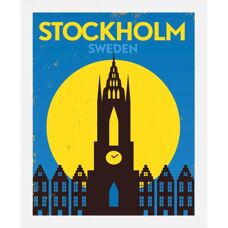 QUEENCE Stockholm Wandbild - Stadt, 50x70 cm, Schwarz Rahmen