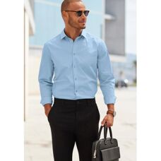 JOHN DEVIN XL (43/44) Blau Baumwoll Stretch Hemd - Hemd