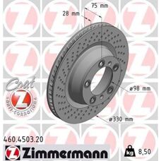 Disco de Freno Zimmermann 460.4503.20 - Ventilado, Revestido - para Porsche 911