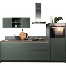 Kochstation - KS-Sakura - Front dunkelgrün - Korpus anthrazit - Kitchen unit
