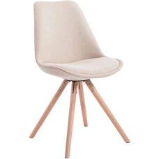 Silla de comedor moderna retro CLP - Tela, Madera, Crema