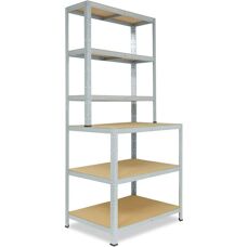 SHELFPLAZA - Metallregal 190x80x60cm mit Arbeitstisch